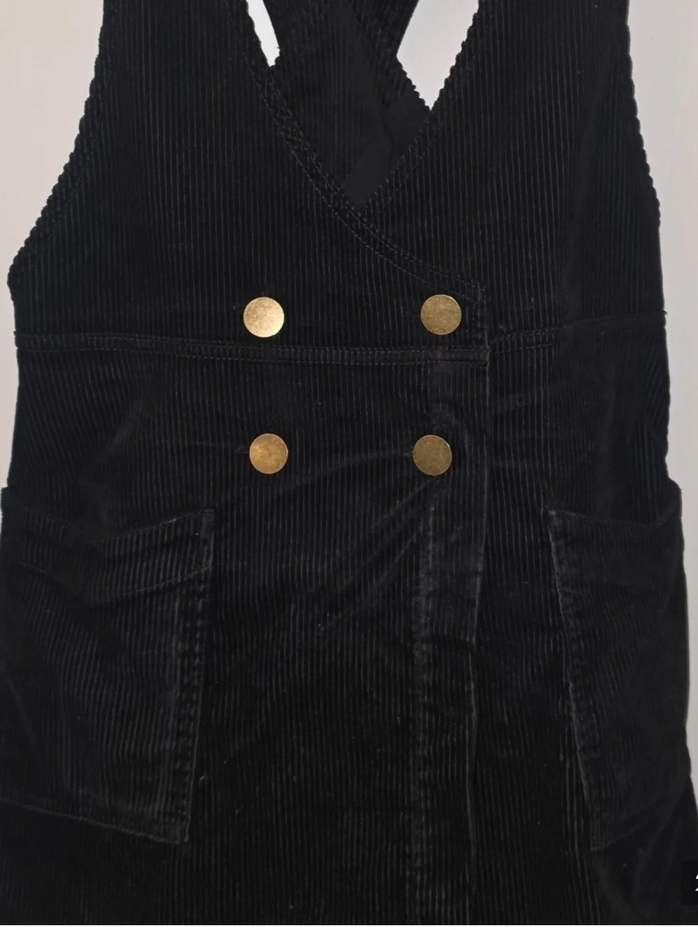 Free People Canyonlands Corduroy Pinafore Mini Dress in black